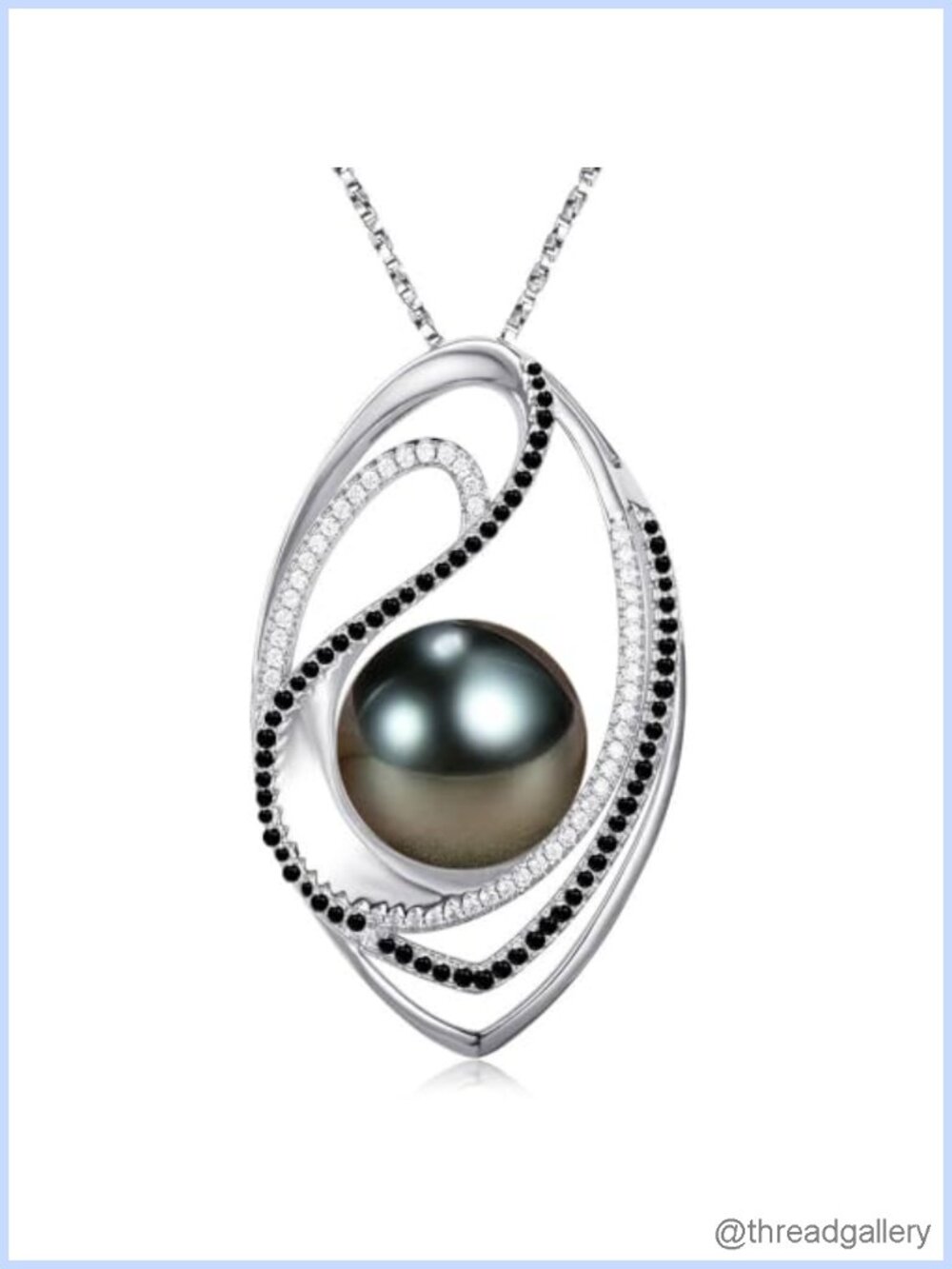 Tahitian Black Pearl Pendant Necklace 18K Gold Plated 925 Sterling Silver